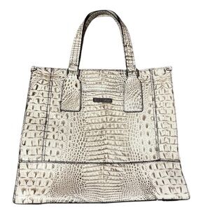Calvin Klein Cream Crocodile-Embossed Tote Bag